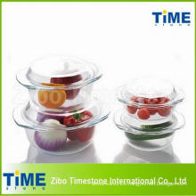 Round High White Material Glass Bowl with Lid (TM010617)